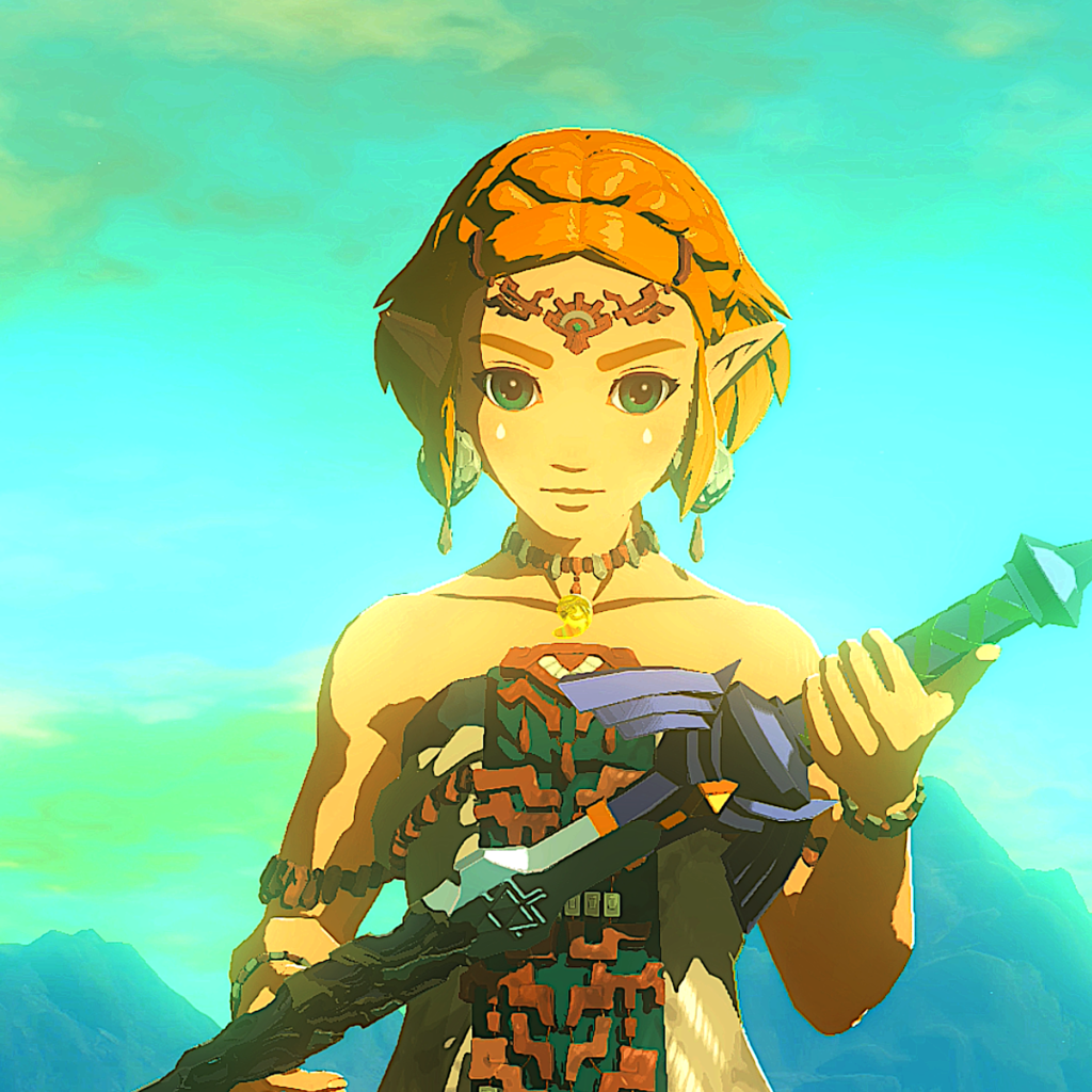 Zelda TOTK Prinzessin hält das defekte Masterschwert